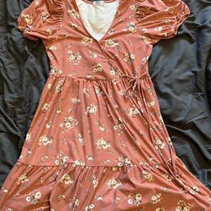 Ardene Floral Midi Dress in Coral